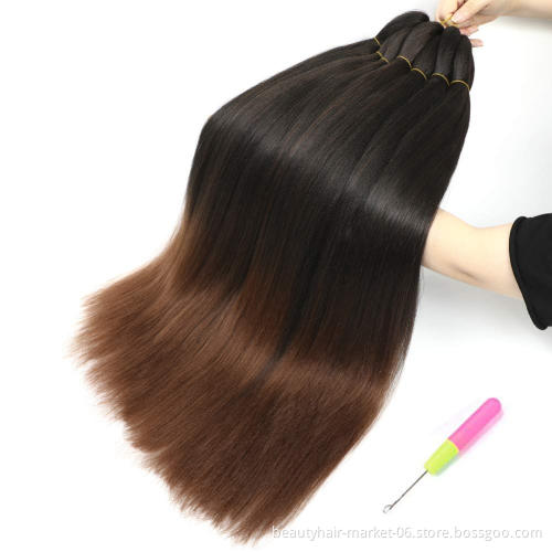 Wholesale Ombre Color Synthetic Jumbo ez braid bulk yaki private label pre stretched braiding hair extensions